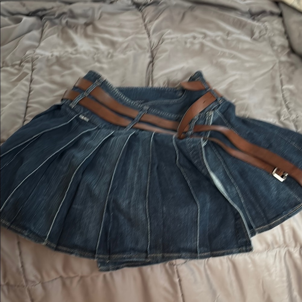 Burberry Denim Skirt with Tan Accent